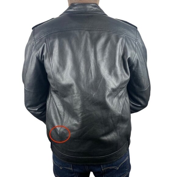 Diesel Men's Black Lamb Leather Full Zip Bomber Jacket Epaulettes US S - Picture 4 of 16